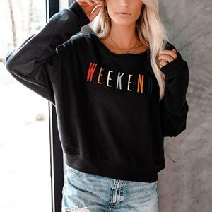 🆕️  'Weekend' Off The Shoulder Graphic Pullover